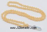 GMN1635 Hand-knotted 6mm honey jade 108 beads mala necklace with pendant