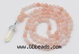 GMN1636 Hand-knotted 6mm pink aventurine 108 beads mala necklace with pendant