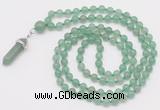 GMN1648 Hand-knotted 6mm green aventurine 108 beads mala necklaces with pendant