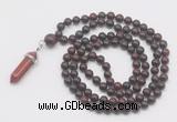 GMN1659 Hand-knotted 6mm brecciated jasper 108 beads mala necklaces with pendant