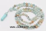 GMN1666 Hand-knotted 6mm amazonite 108 beads mala necklaces with pendant