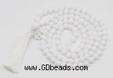 GMN1841 Hand-knotted 8mm candy jade 108 beads mala necklace with tassel & charm