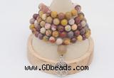 GMN2214 Hand-knotted 8mm, 10mm matte mookaite 108 beads mala necklace with charm