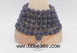 GMN2220 Hand-knotted 8mm, 10mm matte amethyst 108 beads mala necklace with charm