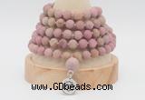 GMN2224 Hand-knotted 8mm, 10mm matte pink wooden jasper108 beads mala necklace with charm