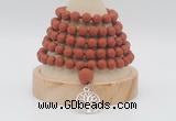 GMN2225 Hand-knotted 8mm, 10mm matte red jasper108 beads mala necklace with charm