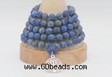 GMN2229 Hand-knotted 8mm, 10mm matte lapis lazuli 108 beads mala necklace with charm