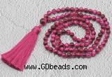 GMN223 Hand-knotted 6mm red tiger eye 108 beads mala necklaces with tassel