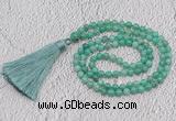 GMN227 Hand-knotted 6mm peafowl agate 108 beads mala necklaces with tassel