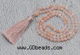 GMN235 Hand-knotted 6mm pink aventurine 108 beads mala necklaces with tassel