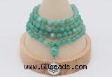 GMN2404 Hand-knotted 6mm peafowl agate 108 beads mala necklace with charm