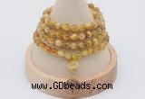 GMN2423 Hand-knotted 6mm golden tiger eye 108 beads mala necklace with charm