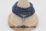 GMN2427 Hand-knotted 6mm blue tiger eye 108 beads mala necklace with charm