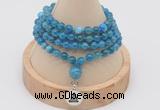 GMN2434 Hand-knotted 6mm apatite 108 beads mala necklace with charm