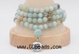 GMN2447 Hand-knotted 6mm amazonite 108 beads mala necklaces with charm