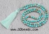 GMN245 Hand-knotted 6mm sea sediment jasper 108 beads mala necklaces with tassel