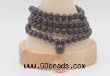 GMN2456 Hand-knotted 6mm brecciated jasper 108 beads mala necklaces with charm