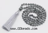 GMN259 Hand-knotted 6mm eagle eye jasper 108 beads mala necklaces with tassel