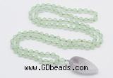 GMN4001 Hand-knotted 8mm, 10mm prehnite 108 beads mala necklace with pendant