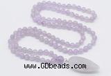 GMN4002 Hand-knotted 8mm, 10mm lavender amethyst 108 beads mala necklace with pendant