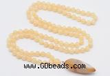 GMN4016 Hand-knotted 8mm, 10mm honey jade 108 beads mala necklace with pendant