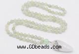 GMN4017 Hand-knotted 8mm, 10mm New jade 108 beads mala necklace with pendant