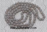 GMN404 Hand-knotted 8mm, 10mm grey agate 108 beads mala necklaces