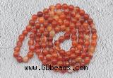 GMN417 Hand-knotted 8mm, 10mm red banded agate 108 beads mala necklaces