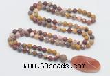 GMN4413 Hand-knotted 8mm, 10mm matte mookaite 108 beads mala necklace with pendant