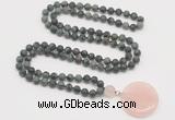 GMN4418 Hand-knotted 8mm, 10mm matte kambaba jasper 108 beads mala necklace with pendant