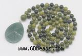 GMN4618 Hand-knotted 8mm, 10mm Canadian jade 108 beads mala necklace with pendant