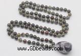 GMN4866 Hand-knotted 8mm, 10mm dragon blood jasper 108 beads mala necklace with pendant