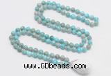 GMN4872 Hand-knotted 8mm, 10mm sea sediment jasper 108 beads mala necklace with pendant