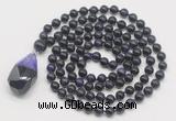 GMN4885 Hand-knotted 8mm, 10mm purple tiger eye 108 beads mala necklace with pendant