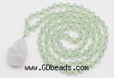 GMN4901 Hand-knotted 8mm, 10mm prehnite 108 beads mala necklace with pendant