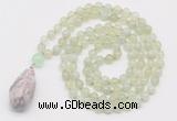 GMN4917 Hand-knotted 8mm, 10mm New jade 108 beads mala necklace with pendant