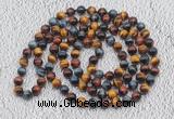 GMN498 Hand-knotted 8mm, 10mm colorful tiger eye 108 beads mala necklaces