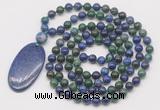 GMN5064 Hand-knotted 8mm, 10mm chrysocolla 108 beads mala necklace with pendant