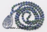 GMN5094 Hand-knotted 8mm, 10mm chrysocolla 108 beads mala necklace with pendant