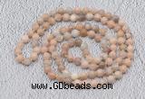 GMN512 Hand-knotted 8mm, 10mm sunstone 108 beads mala necklaces