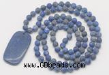 GMN5130 Hand-knotted 8mm, 10mm matte lapis lazuli 108 beads mala necklace with pendant