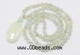 GMN5161 Hand-knotted 8mm, 10mm New jade 108 beads mala necklace with pendant