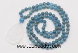 GMN5231 Hand-knotted 8mm, 10mm apatite 108 beads mala necklace with pendant