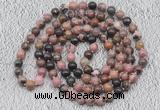 GMN534 Hand-knotted 8mm, 10mm rhodonite 108 beads mala necklaces