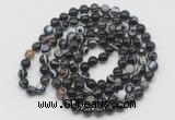 GMN536 Hand-knotted 8mm, 10mm black banded agate 108 beads mala necklaces