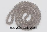 GMN5506 Hand-knotted 6mm matte grey agate 108 beads mala necklaces