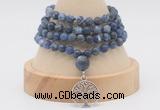 GMN5807 Hand-knotted 6mm matter sodalite 108 beads mala necklaces with charm