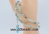 GMN5910 Hand-knotted 6mm matte amazonite 108 beads mala necklaces with pendant