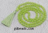 GMN61 Hand-knotted 8mm candy jade 108 beads mala necklace with tassel