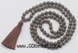 GMN6133 Knotted 8mm, 10mm rainbow labradorite 108 beads mala necklace with tassel